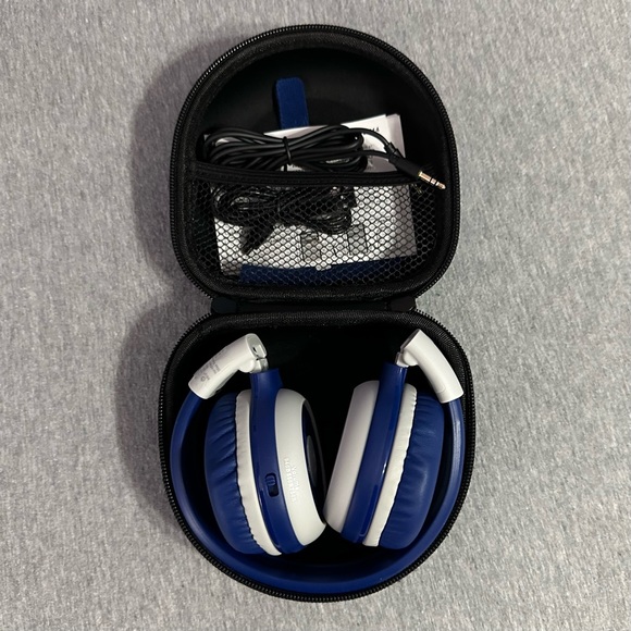 SIMOLIO Blue/Gray Foldable Over-Ear Bluetooth Wireless/Wired Kid Headphones - Picture 7 of 8